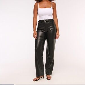 Abercrombie & Fitch Black Faux Leather Pants Curve Love Short